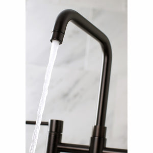 Concord KS8285DLBS Two-Handle 4-Hole Deck Mount Bridge Kitchen Faucet with Brass Sprayer, Oil Rubbed Bronze