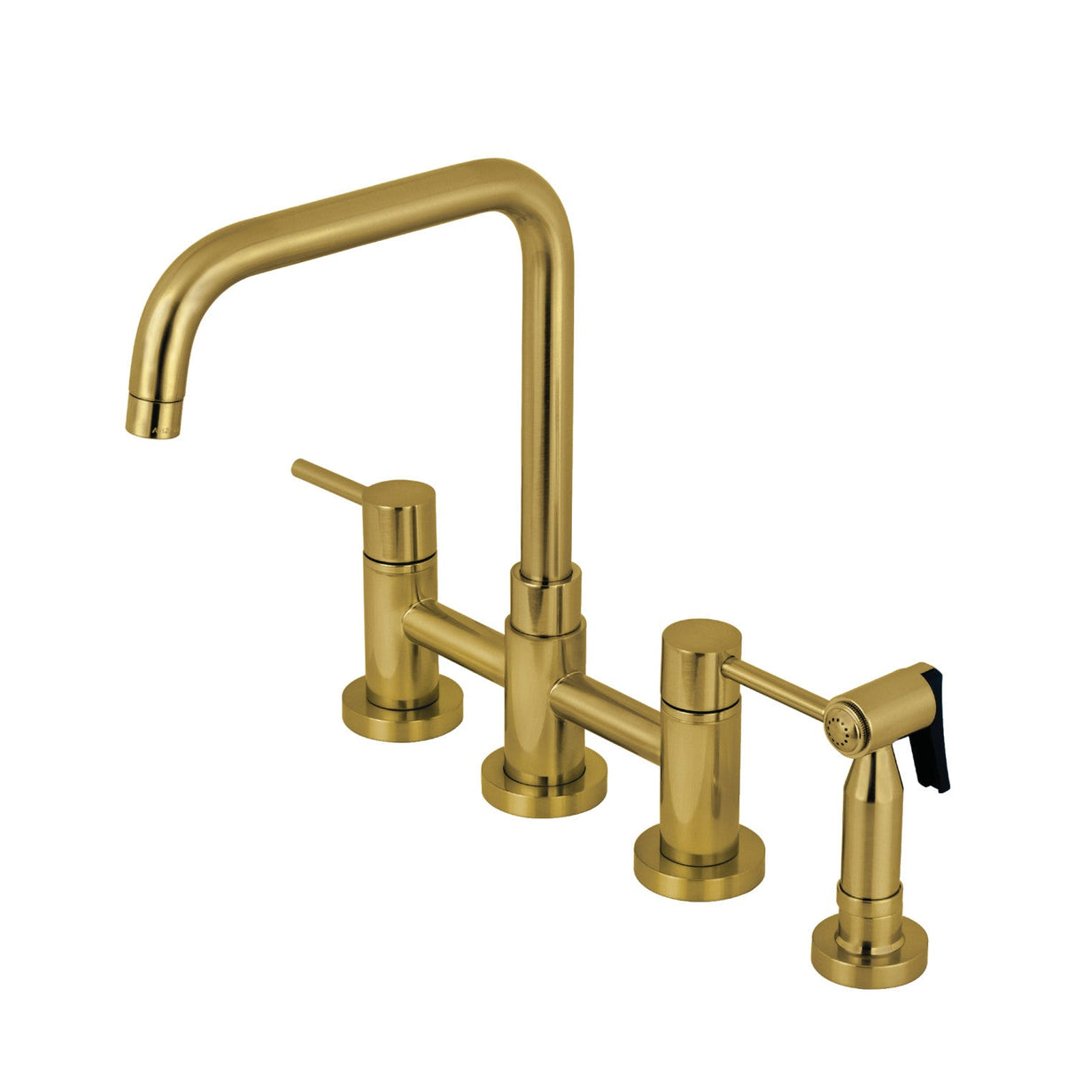 Concord KS8287DLBS Two-Handle 4-Hole Deck Mount Bridge Kitchen Faucet with Brass Sprayer, Brushed Brass