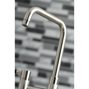 Kaiser KS8288DKLBS Two-Handle 4-Hole Deck Mount Bridge Kitchen Faucet with Brass Sprayer, Brushed Nickel