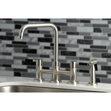 Kaiser KS8288DKLBS Two-Handle 4-Hole Deck Mount Bridge Kitchen Faucet with Brass Sprayer, Brushed Nickel