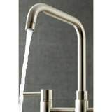 Concord KS8288DLBS Two-Handle 4-Hole Deck Mount Bridge Kitchen Faucet with Brass Sprayer, Brushed Nickel