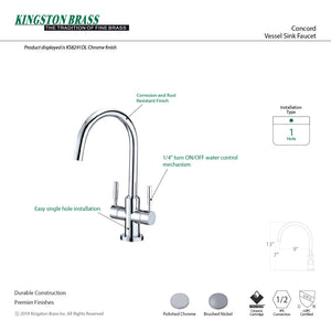 Concord KS8291DL Two-Handle 1-Hole Deck Mount Vessel Faucet, Polished Chrome