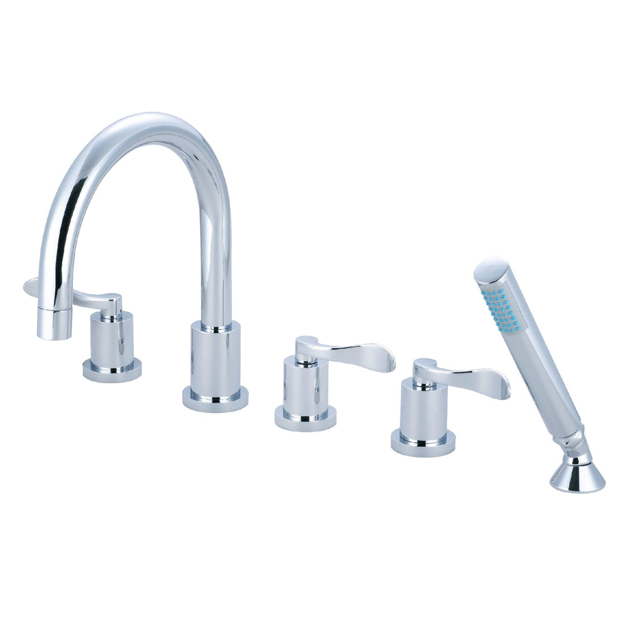 KS83215DFL Three-Handle 5-Hole Deck Mount Roman Tub Faucet with Hand Shower, Polished Chrome