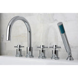 Concord KS83215DX Three-Handle 5-Hole Deck Mount Roman Tub Faucet with Hand Shower, Polished Chrome