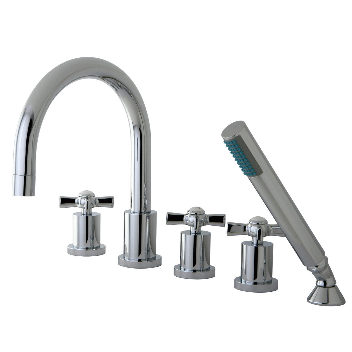 Millennium KS83215ZX Three-Handle 5-Hole Deck Mount Roman Tub Faucet with Hand Shower, Polished Chrome