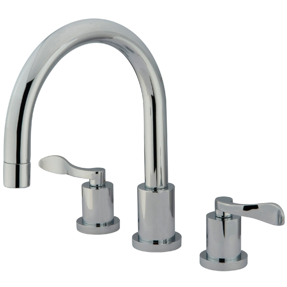 NuWave French KS8321DFL Two-Handle 3-Hole Deck Mount Roman Tub Faucet, Polished Chrome
