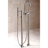 Concord KS8358DL Three-Handle 2-Hole Freestanding Tub Faucet with Hand Shower, Brushed Nickel