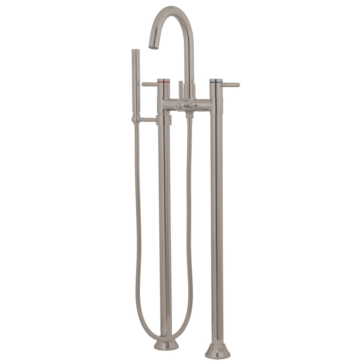 Concord KS8358DL Three-Handle 2-Hole Freestanding Tub Faucet with Hand Shower, Brushed Nickel