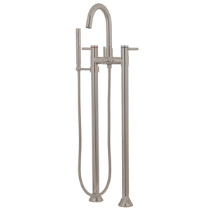 Concord KS8358DL Three-Handle 2-Hole Freestanding Tub Faucet with Hand Shower, Brushed Nickel