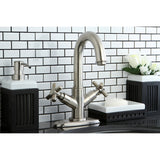 Concord KS8458JX Two-Handle 1-or-3 Hole Deck Mount Bathroom Faucet with Push Pop-Up, Brushed Nickel