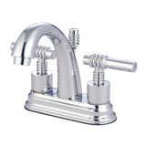 Milano KS8611ML Two-Handle 3-Hole Deck Mount 4" Centerset Bathroom Faucet with Brass Pop-Up, Polished Chrome