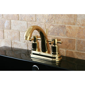 Concord KS8612DX Two-Handle 3-Hole Deck Mount 4" Centerset Bathroom Faucet with Brass Pop-Up, Polished Brass