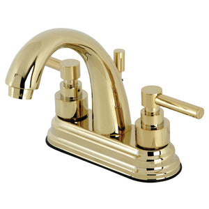 Elinvar KS8612EL Two-Handle 3-Hole Deck Mount 4" Centerset Bathroom Faucet with Brass Pop-Up, Polished Brass