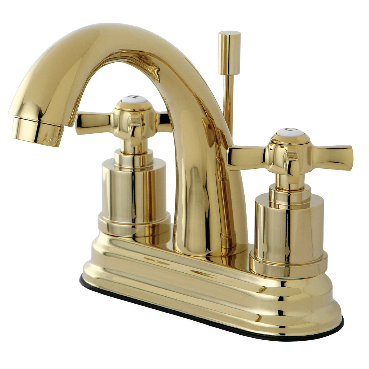 Millennium KS8612ZX Two-Handle 3-Hole Deck Mount 4" Centerset Bathroom Faucet with Brass Pop-Up, Polished Brass