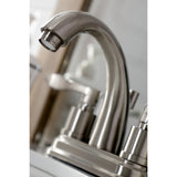 KS8618DFL Two-Handle 3-Hole Deck Mount 4" Centerset Bathroom Faucet with Brass Pop-Up, Brushed Nickel
