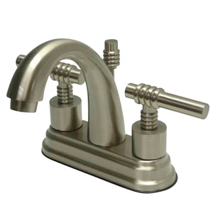 Milano KS8618ML Two-Handle 3-Hole Deck Mount 4" Centerset Bathroom Faucet with Brass Pop-Up, Brushed Nickel
