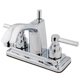 Elinvar KS8641EL Two-Handle 3-Hole Deck Mount 4" Centerset Bathroom Faucet with Brass Pop-Up, Polished Chrome