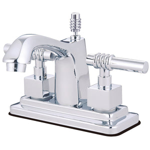 Milano KS8641ML Two-Handle 3-Hole Deck Mount 4" Centerset Bathroom Faucet with Brass Pop-Up, Polished Chrome