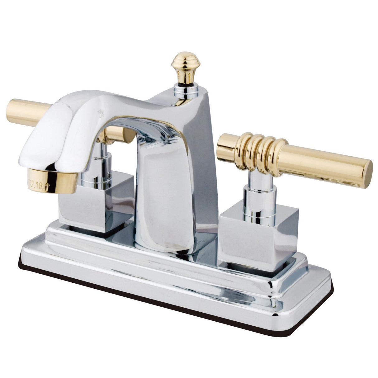 Milano KS8644QL Two-Handle 3-Hole Deck Mount 4" Centerset Bathroom Faucet with Brass Pop-Up, Polished Chrome/Polished Brass