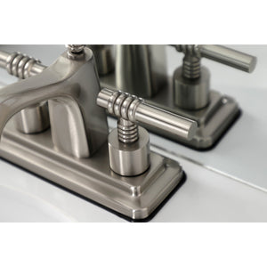 Milano KS8648ML Two-Handle 3-Hole Deck Mount 4" Centerset Bathroom Faucet with Brass Pop-Up, Brushed Nickel