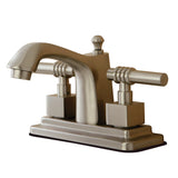 Milano KS8648QL Two-Handle 3-Hole Deck Mount 4" Centerset Bathroom Faucet with Brass Pop-Up, Brushed Nickel