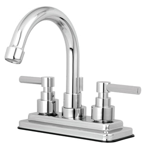 Elinvar KS8661EL Two-Handle 3-Hole Deck Mount 4" Centerset Bathroom Faucet with Brass Pop-Up, Polished Chrome