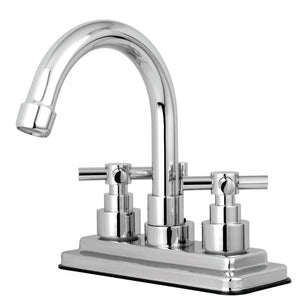Elinvar KS8661EX Two-Handle 3-Hole Deck Mount 4" Centerset Bathroom Faucet with Brass Pop-Up, Polished Chrome