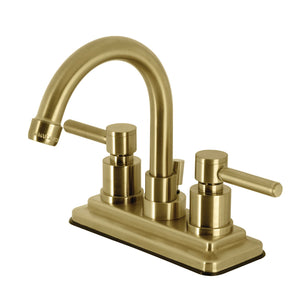 Concord KS8667DL Two-Handle 3-Hole Deck Mount 4" Centerset Bathroom Faucet with Brass Pop-Up, Brushed Brass