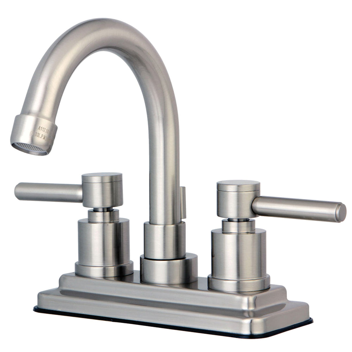 Concord KS8668DL Two-Handle 3-Hole Deck Mount 4" Centerset Bathroom Faucet with Brass Pop-Up, Brushed Nickel