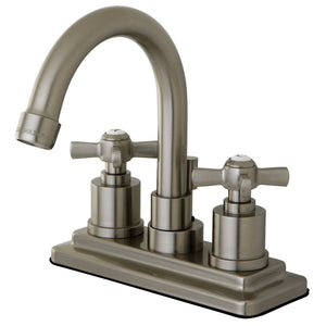 Millennium KS8668ZX Two-Handle 3-Hole Deck Mount 4" Centerset Bathroom Faucet with Brass Pop-Up, Brushed Nickel