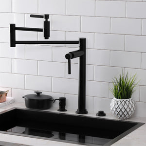Kaiser KS8700DKL Two-Handle 1-Hole Deck Mount Pot Filler, Matte Black