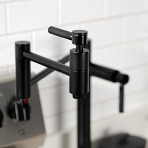 Kaiser KS8700DKL Two-Handle 1-Hole Deck Mount Pot Filler, Matte Black