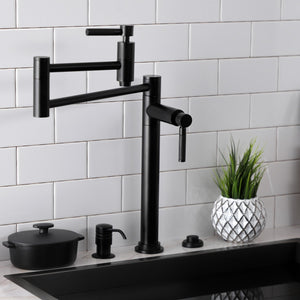 Kaiser KS8700DKL Two-Handle 1-Hole Deck Mount Pot Filler, Matte Black