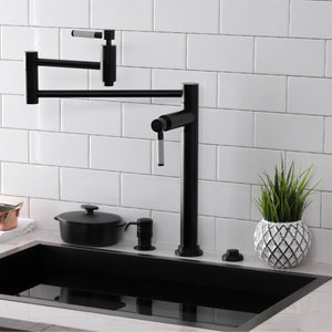 Kaiser KS8700DKL Two-Handle 1-Hole Deck Mount Pot Filler, Matte Black