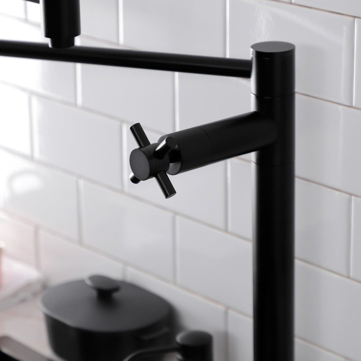 Concord KS8700DX Two-Handle 1-Hole Deck Mount Pot Filler, Matte Black