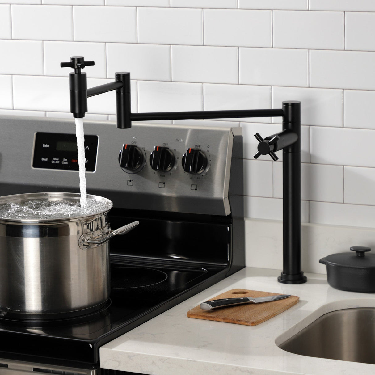 Concord KS8700DX Two-Handle 1-Hole Deck Mount Pot Filler, Matte Black