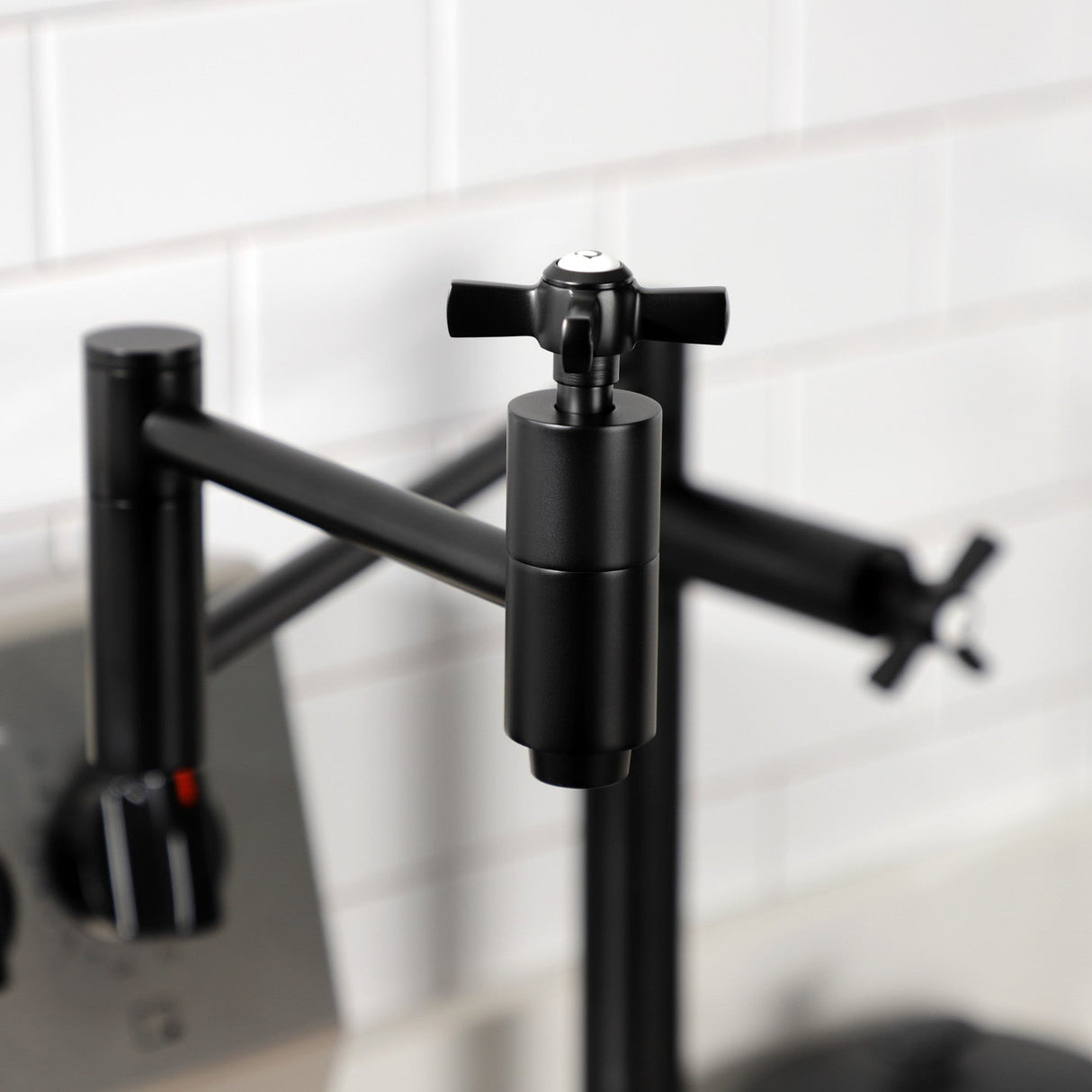 Millennium KS8700ZX Two-Handle 1-Hole Deck Mount Pot Filler, Matte Black