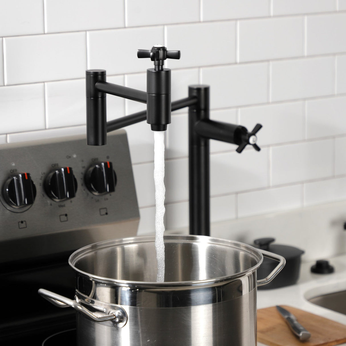 Millennium KS8700ZX Two-Handle 1-Hole Deck Mount Pot Filler, Matte Black