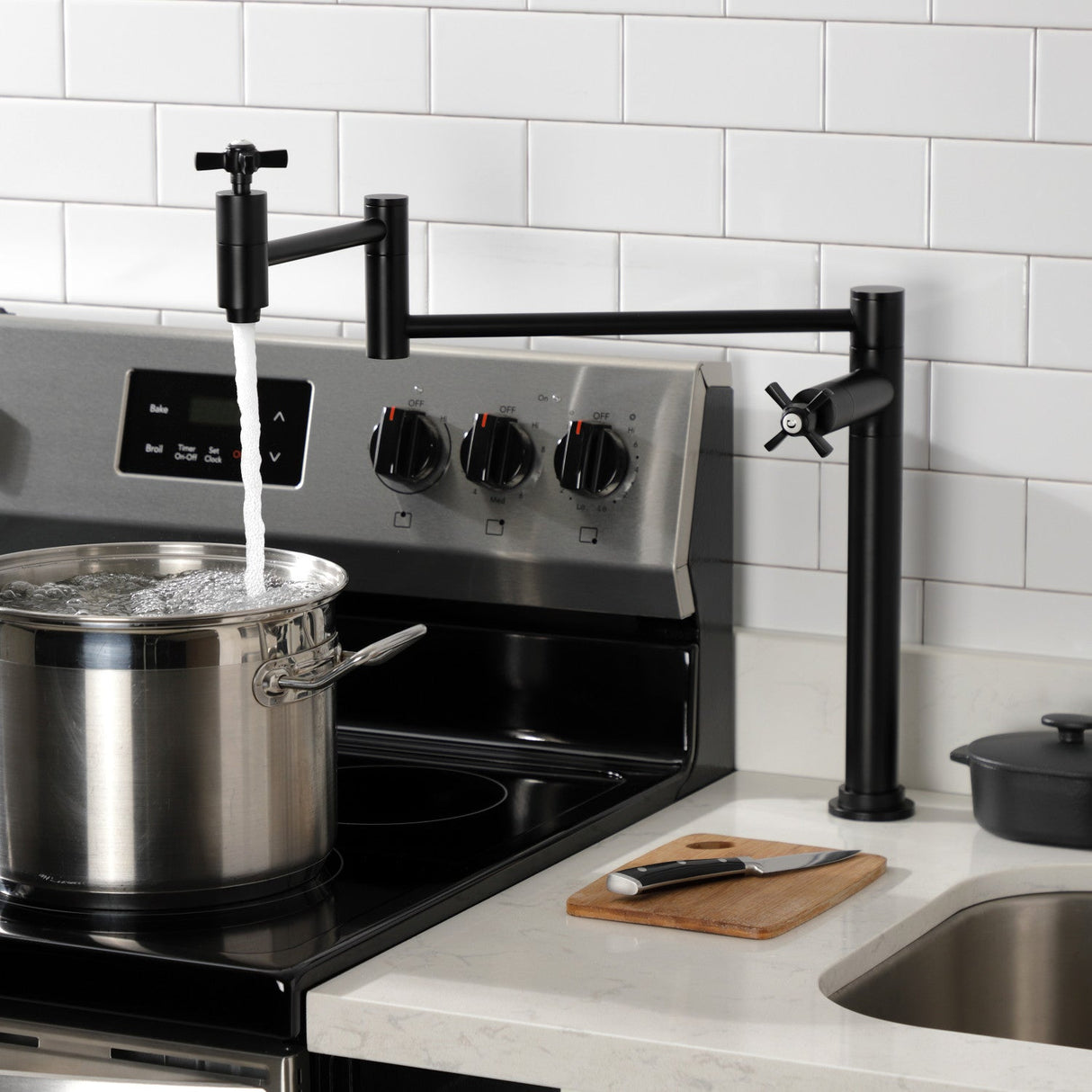 Millennium KS8700ZX Two-Handle 1-Hole Deck Mount Pot Filler, Matte Black