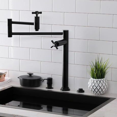 Millennium KS8700ZX Two-Handle 1-Hole Deck Mount Pot Filler, Matte Black