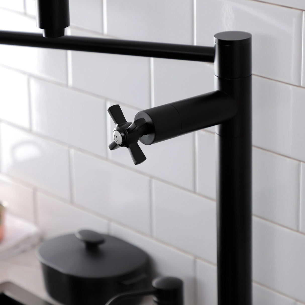 Millennium KS8700ZX Two-Handle 1-Hole Deck Mount Pot Filler, Matte Black