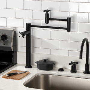 Millennium KS8700ZX Two-Handle 1-Hole Deck Mount Pot Filler, Matte Black