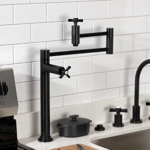 Millennium KS8700ZX Two-Handle 1-Hole Deck Mount Pot Filler, Matte Black
