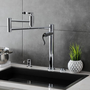 NuWave KS8701DFL Two-Handle 1-Hole Deck Mount Pot Filler, Polished Chrome