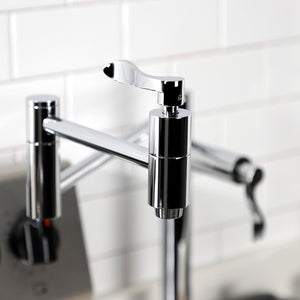 NuWave KS8701DFL Two-Handle 1-Hole Deck Mount Pot Filler, Polished Chrome