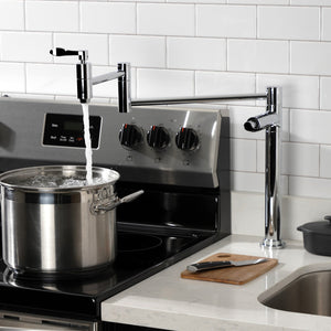 NuWave KS8701DFL Two-Handle 1-Hole Deck Mount Pot Filler, Polished Chrome