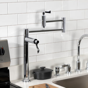 NuWave KS8701DFL Two-Handle 1-Hole Deck Mount Pot Filler, Polished Chrome