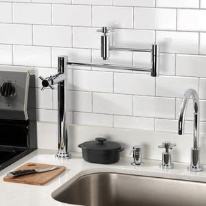 Concord KS8701DX Two-Handle 1-Hole Deck Mount Pot Filler, Polished Chrome