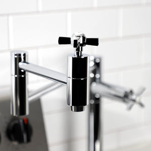 Millennium KS8701ZX Two-Handle 1-Hole Deck Mount Pot Filler, Polished Chrome