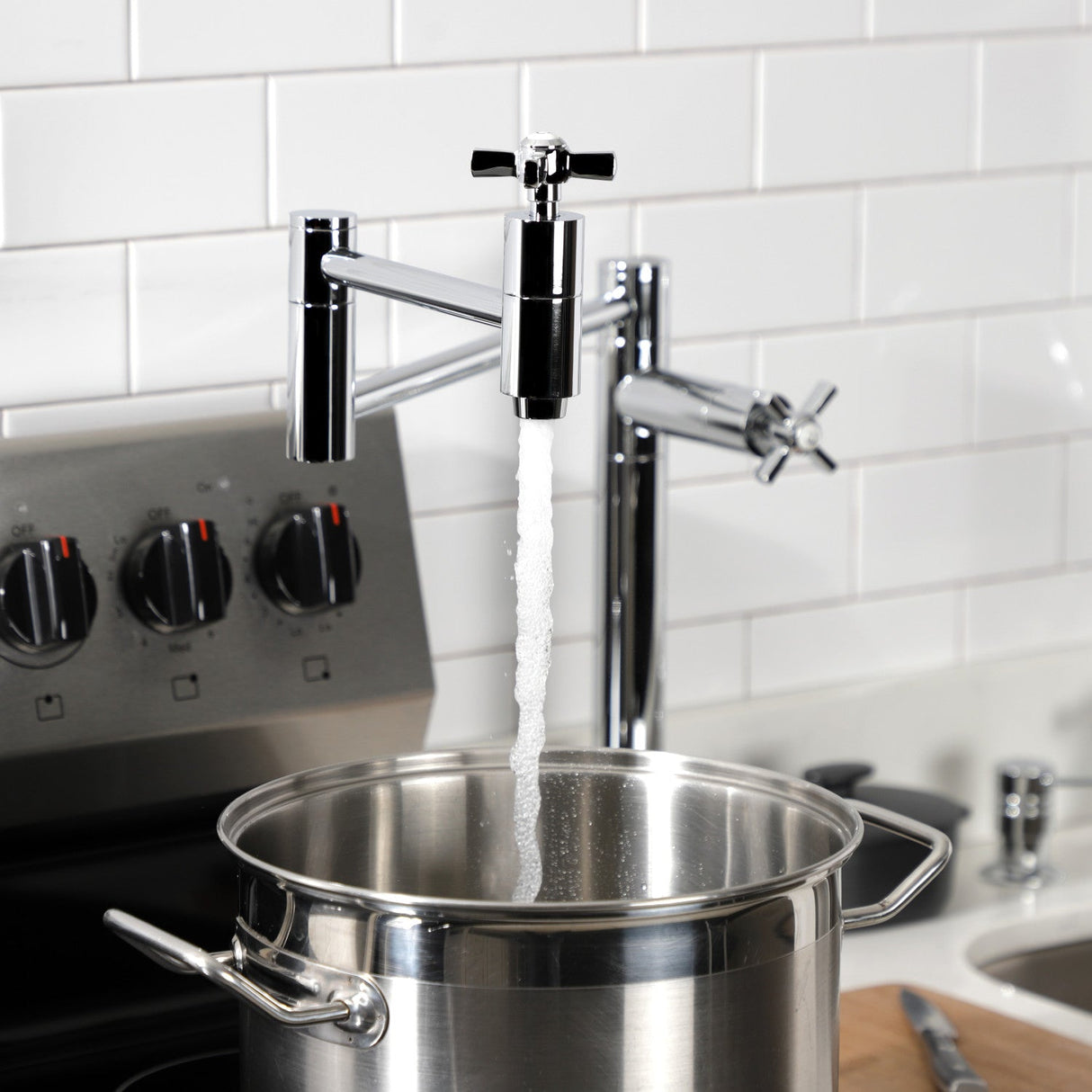 Millennium KS8701ZX Two-Handle 1-Hole Deck Mount Pot Filler, Polished Chrome